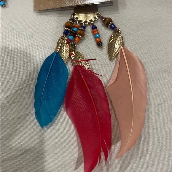 NEW FEATHER TASSEL EARRINGS - Picture 4 of 4